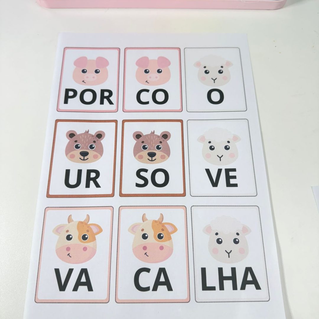 Jogo das sílabas - animais