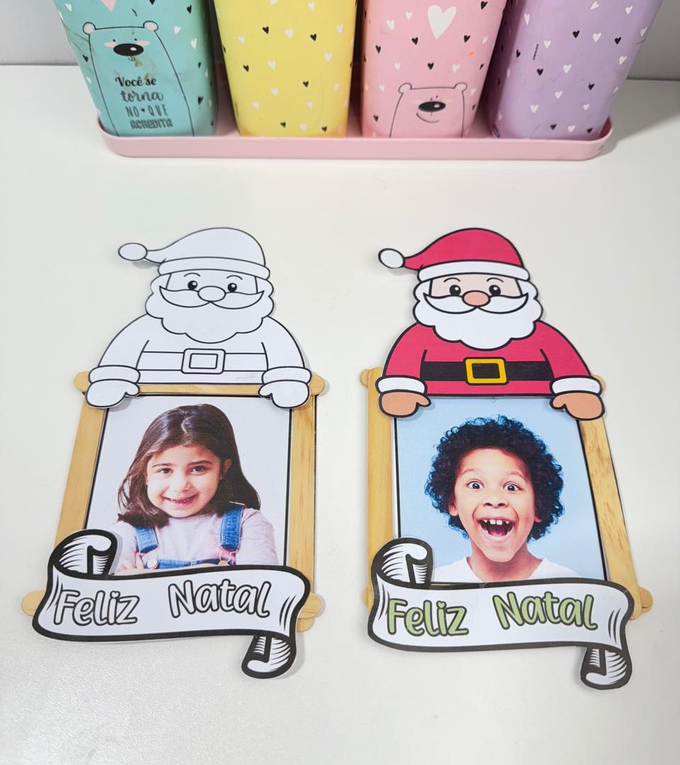 Porta Retrato Natalino com palito de picolé